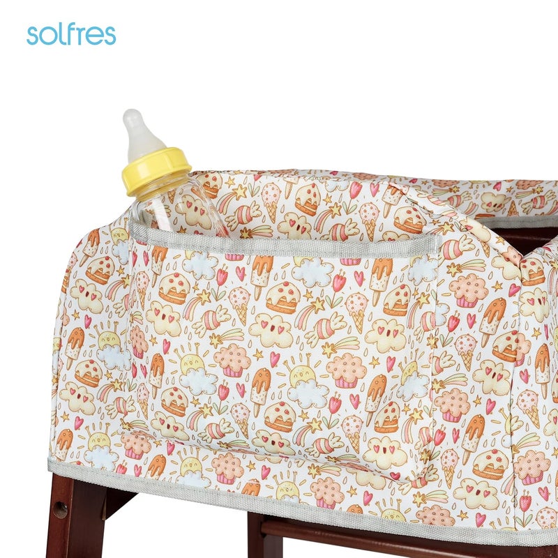 Solfres Dual-Belt High Chair Cover, Baby High Chair Cover, Upgrade Version, for Wooden or Restaurant High Chair, Sturdy and Robust Material, Creamy Cake - Image 5